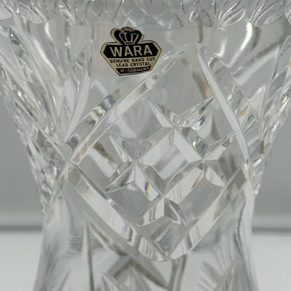 Vintage Wara Lead Crystal Hand Cut Clear Vase West Germany Star of David - Picture 5 of 16